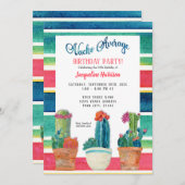 Nachoの平均誕生会の花の砂漠のサボテン 招待状 (正面/裏面)