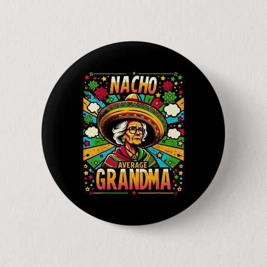 Nacho平均おばあちゃんCincoデマヨおもしろいギフト 缶バッジ (正面)
