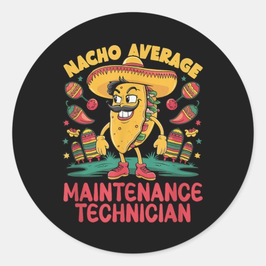 Nacho平均保守技術者Cinco De Mayo ラウンドシール (正面)
