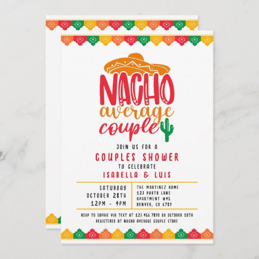 Nacho平均夫婦のシャワー写真 招待状 (正面/裏面)