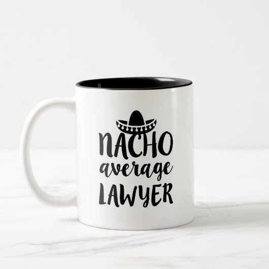 Nacho平均弁護士のマグのおもしろいな机のオフィスのギフト ツートーンマグカップ (左)