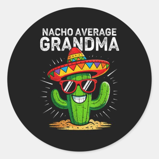 Nacho average grandma funny cinco de mayo mexican ラウンドシール (正面)