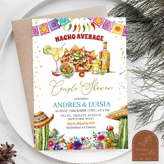 Nacho Average Margaritas Floral Couple Shower 招待状