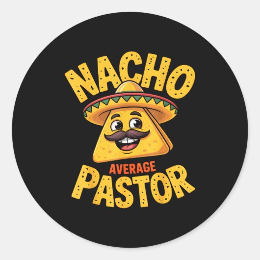 Nacho Average Pastor Funny Christian ラウンドシール (正面)
