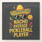 Nacho Average Pickleball Player ガラスコースター (正面)