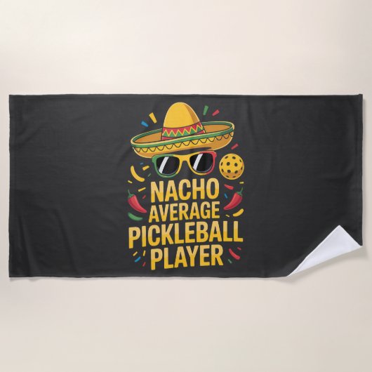 Nacho Average Pickleball Player ビーチタオル (正面)