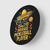 Nacho Average Pickleball Player ラウンド壁時計 (傾斜)