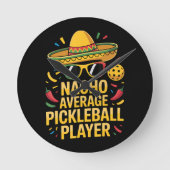 Nacho Average Pickleball Player ラウンド壁時計 (正面)