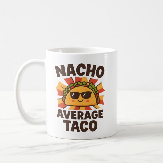 Nacho Average Taco Funny Food Pun Comic Style コーヒーマグカップ (左)