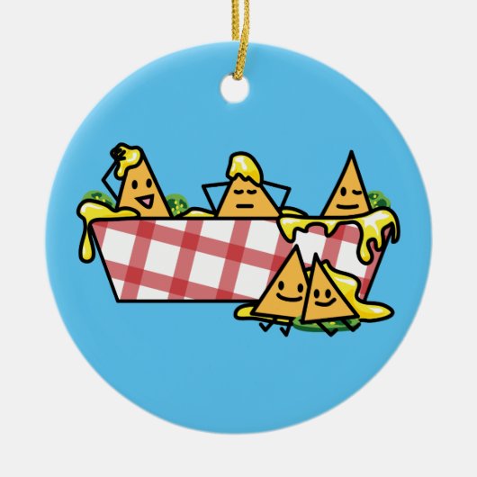 NachosはチーズハラペーニョのNachoのトーティーヤ破片を溶かしました セラミックオーナメント (正面)