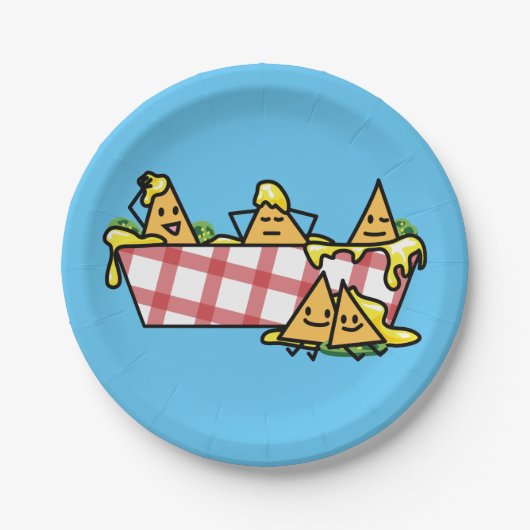 NachosはチーズハラペーニョのNachoのトーティーヤ破片を溶かしました ペーパープレート (正面)