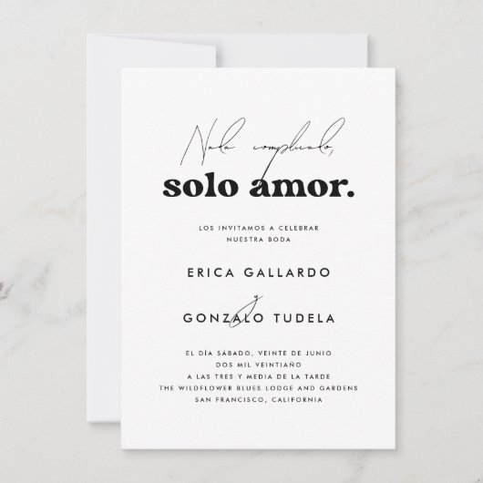 Nada Complicado Solo Amor Invitación de Boda Retro 招待状 (正面)