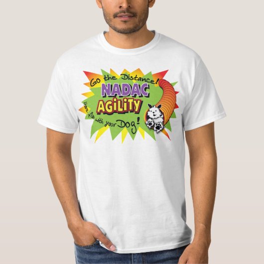 NADAC Tunnelersの黒く及び白い犬のTシャツ Tシャツ (正面)