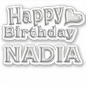 Nadia Happy Birthday silver Aufkleber Sticker シール (正面)