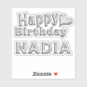 Nadia Happy Birthday silver Aufkleber Sticker シール (シート)
