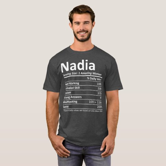 NADIA Nutrition Personalized Name Funny Gift Tシャツ (正面フル)