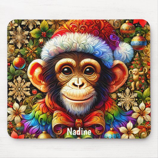 NADINE ~ ザニーなチンパンジーのクリスマス マウスパッド (正面)
