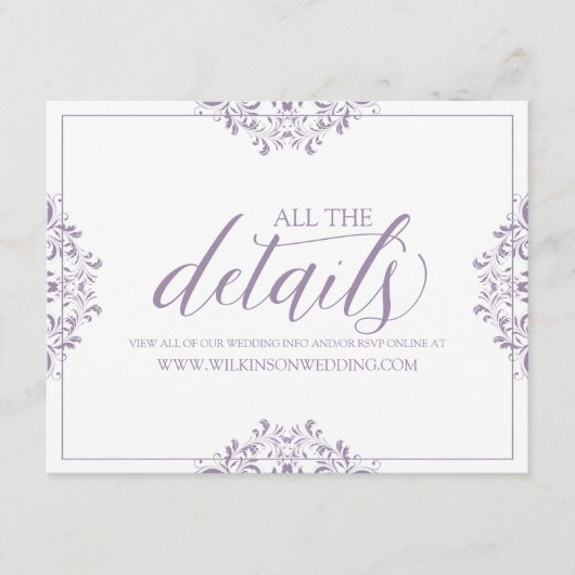 Nadine(ラベンダー)結婚式詳細/情報カード エンクロージャーカード (正面)