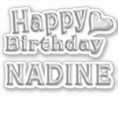 Nadine Happy Birthday silver Aufkleber Sticker シール (正面)