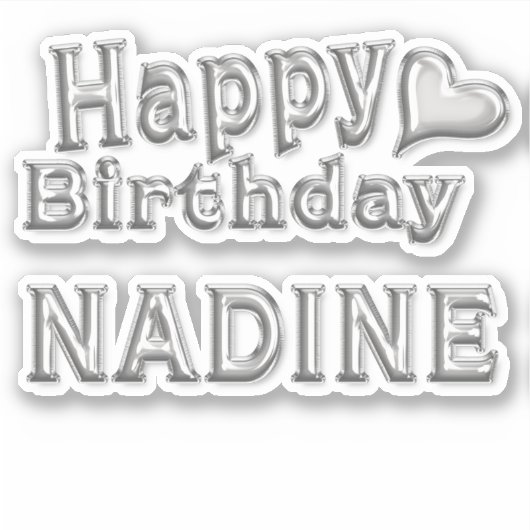 Nadine Happy Birthday silver Aufkleber Sticker シール (正面)