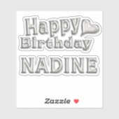 Nadine Happy Birthday silver Aufkleber Sticker シール (シート)