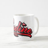 Nadine red Heart Graffiti Tasse Kaffeetasse コーヒーマグカップ (正面右)