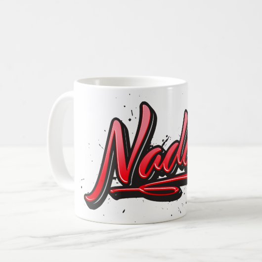Nadine red Heart Graffiti Tasse Kaffeetasse コーヒーマグカップ (正面左)