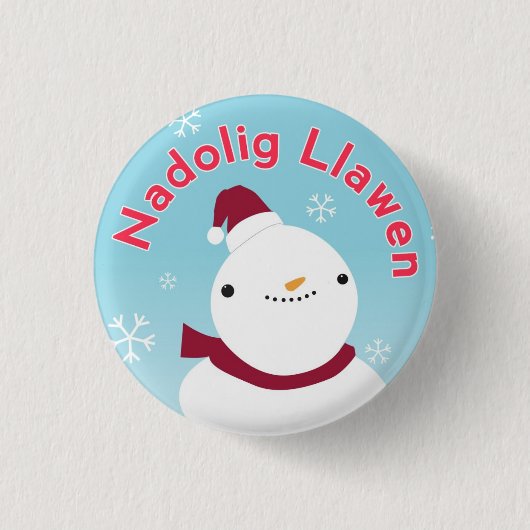 Nadolig LlawenのクリスマスのウェールズボタンPinのバッジ 缶バッジ (正面)