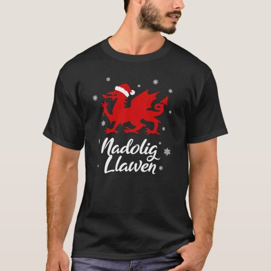 Nadolig Llawen Wales Welsh Cymru Merry Christmas D Tシャツ (正面)