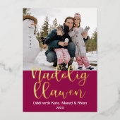 Nadolig Lllawen Welshクリスマスフォイルエレガント・ホリド 箔シーズンカード (正面)