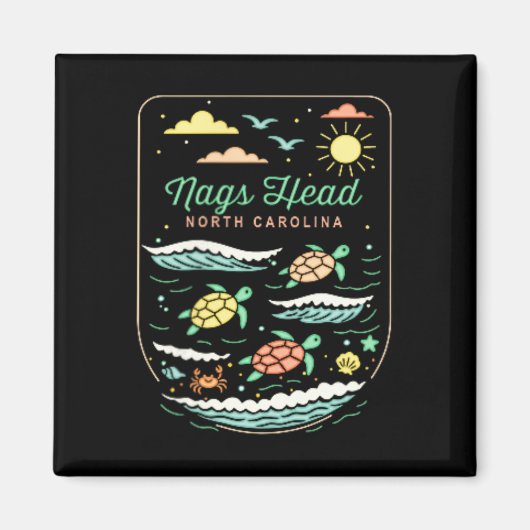 Nags Head Nc Cute Beach Vacation Sea Turtle Lover  マグネット (正面)