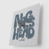 Nags Head North Carolina Denim Letter スクエア壁時計 (傾斜)