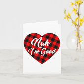 Nah Im Good Heart Red Plaid Funny Adult Anti Vale  カード (黄色い花)