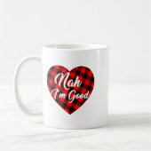 Nah Im Good Heart Red Plaid Funny Adult Anti Vale  コーヒーマグカップ (左)