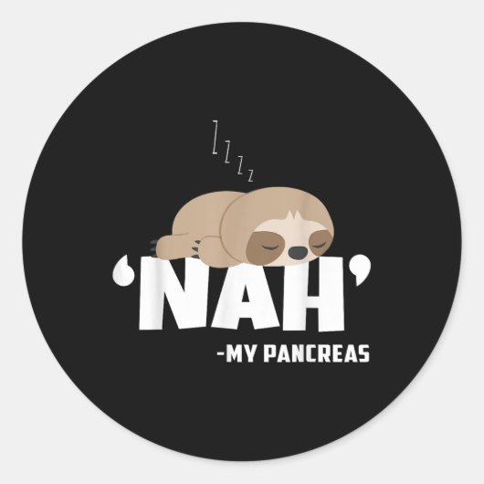 Nah My Pancreas おもしろい Sloth糖尿病認識度 ラウンドシール (正面)