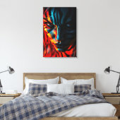 Nahaufnahme: Frau mit Zebramuster im Gesicht キャンバスプリント (インサイチュ (寝室))