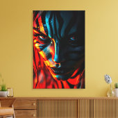 Nahaufnahme: Frau mit Zebramuster im Gesicht キャンバスプリント (インサイチュ (リビング))