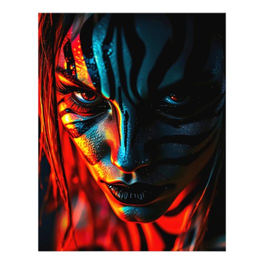 Nahaufnahme: Frau mit Zebramuster im Gesicht フォトプリント (正面)