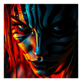 Nahaufnahme: Frau mit Zebramuster im Gesicht ポスター