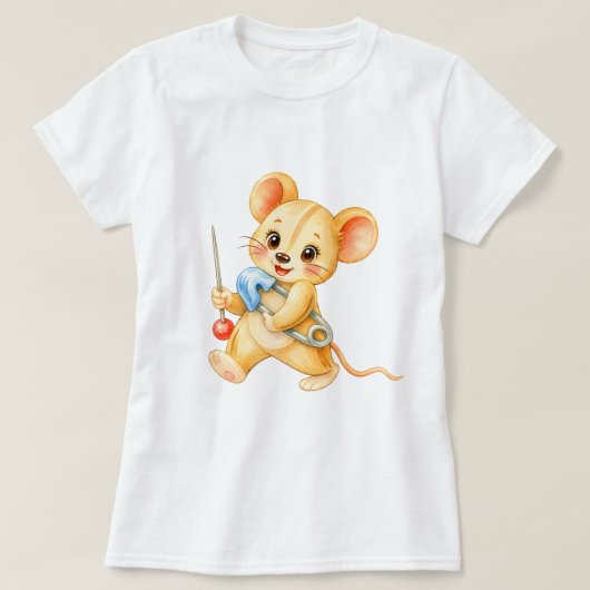 Nähmaus mit Nadel und Faden Tシャツ (デザイン正面)