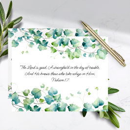Nahum 1:7 English Burmese Ivy White Note Card ノートカード