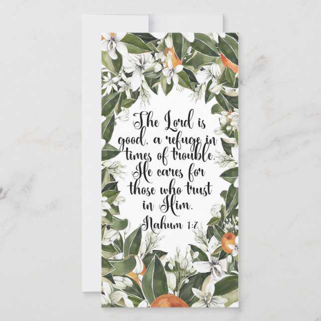 Nahum 1:7, Water color Bible verse bookmark (正面)