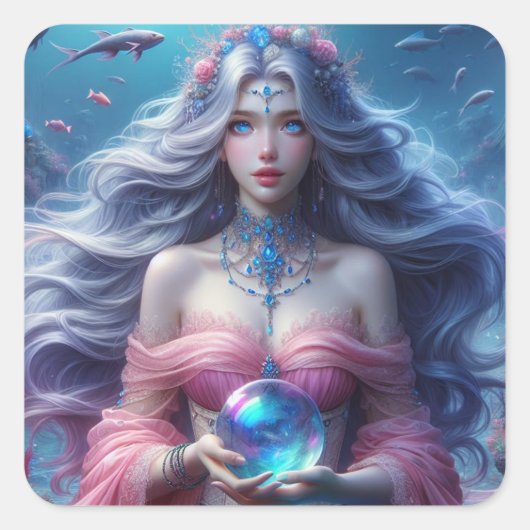 Naia – マーメイドコレクションアートステッカー スクエアシール (正面)