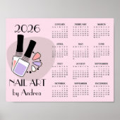 Nail Art Manicure Design 2026 Calendar Poster ポスター (正面)