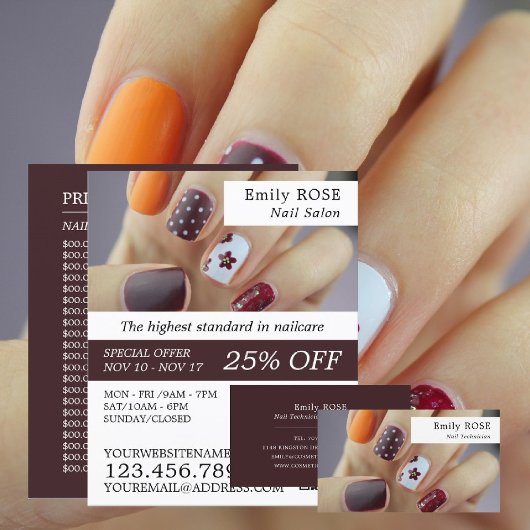 Nail Art, Nail Technician, Nail Salon Advertising チラシ