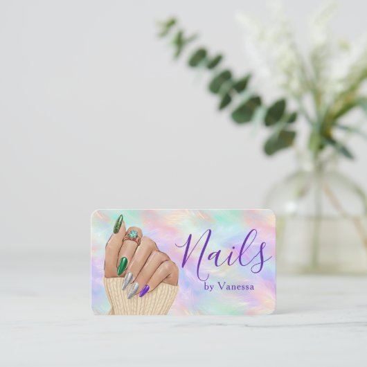 Nail Art Studio Manicurist Artist Iridescent Opal 名刺 (スタンド正面)