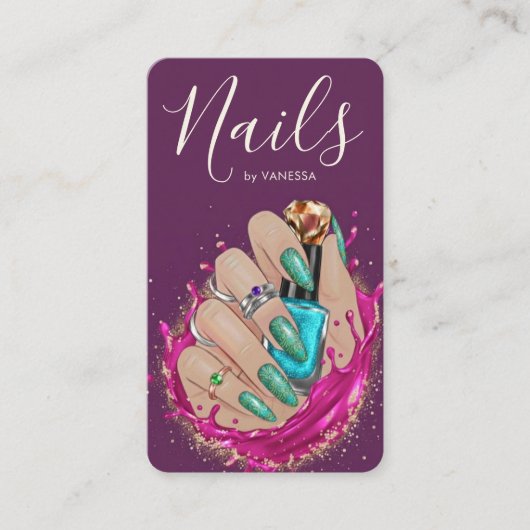 Nail Art Studio Manicurist Artist Pink Purpule 名刺 (正面)