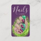 Nail Art Studio Manicurist Artist Purple Green 名刺 (正面)