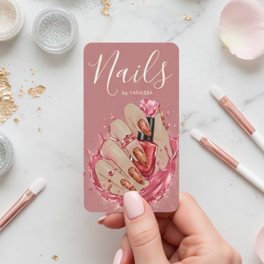 Nail Art Studio Manicurist Artist Red Blush Pink 名刺