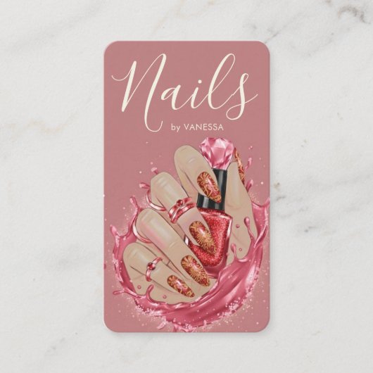 Nail Art Studio Manicurist Artist Red Blush Pink 名刺 (正面)
